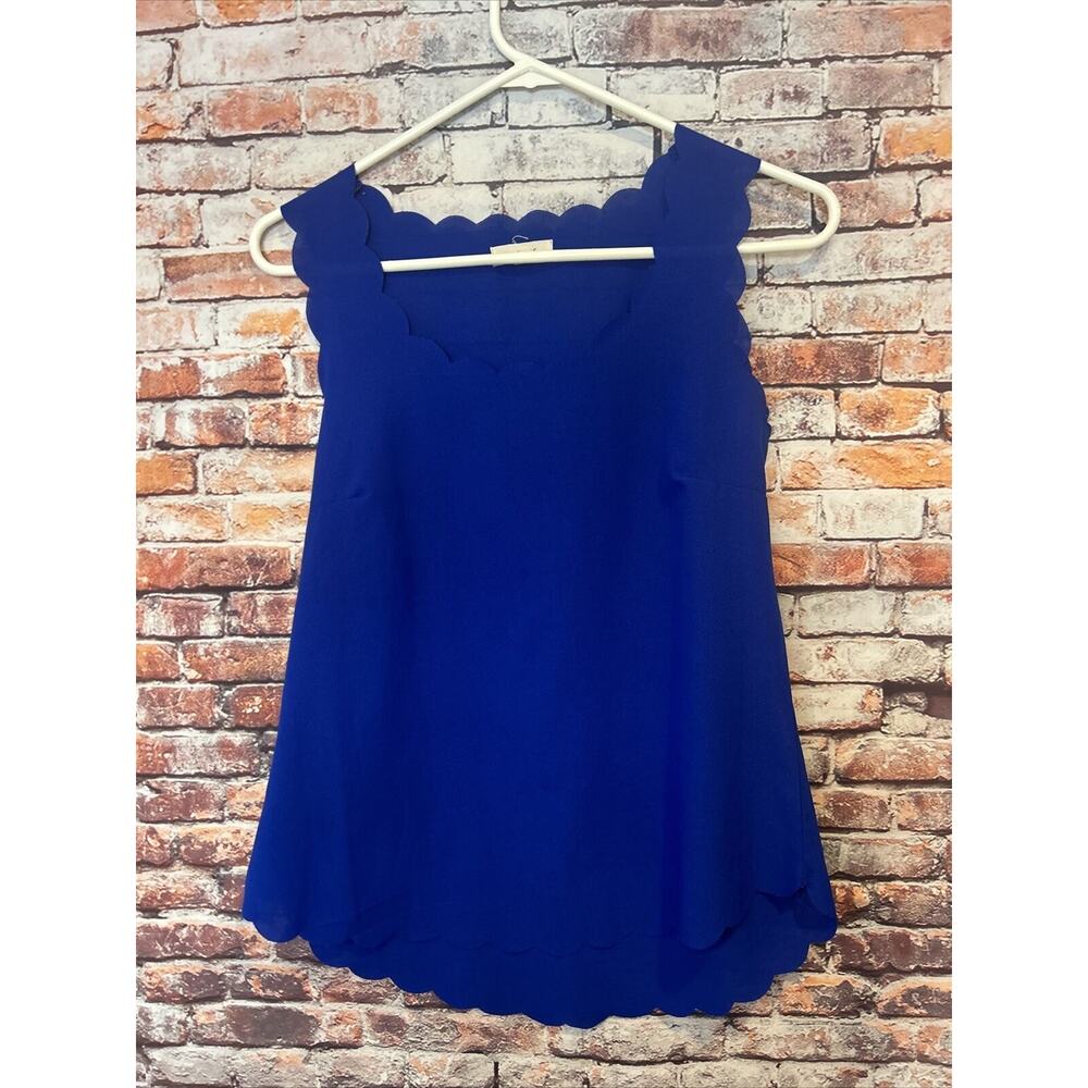 Royal Blue Mine Scalloped Sleeveless Top Blouse Women’s Size Small